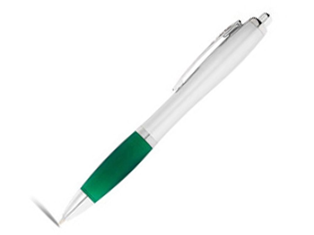 Ручка пластиковая шариковая Nash, бело-зеленая, черные чернила