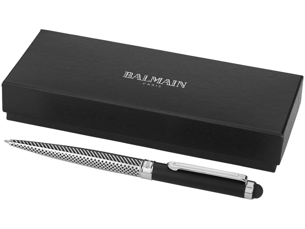 Ручка-стилус шариковая Balmain, серебристо-черная